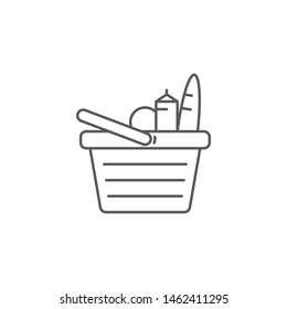 Grocery shopping basket vector icon symbol isolated on white background