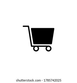 Grocery shopping cart icon in black flat glyph, filled style isolated on white background