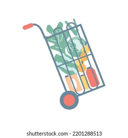 Grocery Shopping Hand Cart Icon Isolated