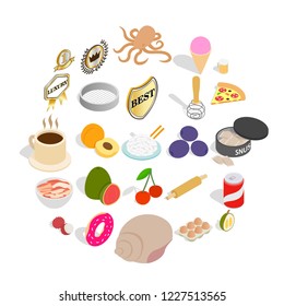 Grocery shopping icons set. Isometric set of 25 grocery shopping vector icons for web isolated on white background