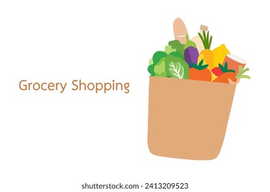 Grocery shopping online and delivery service vector illustration