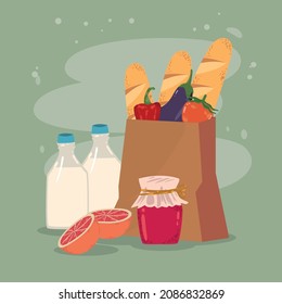 grocery shopping poster with food