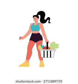 Vector de compras de comestibles Ilustración plana EPS 10 archivo