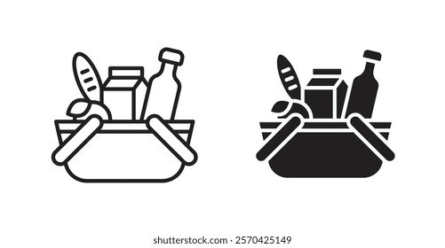 Grocery shopping vector web icons set