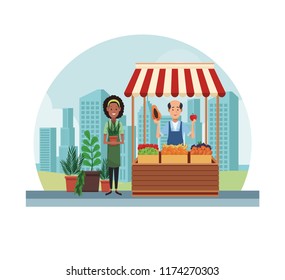 Grocery stand at city
