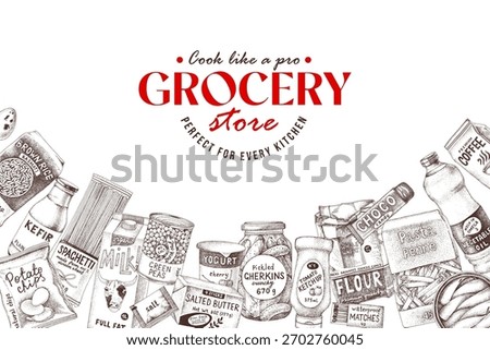Grocery store assortment banner vector