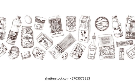 Borda sem emenda do sortimento de supermercado