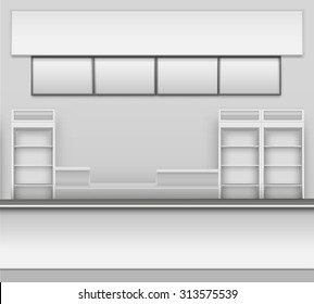 Grocery Store Bar Cafe Beer Cafeteria Fast Food Counter Desk Interior Exterior Showcase Vector