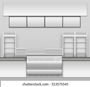 Grocery Store Bar Cafe Beer Cafeteria Fast Food Counter Desk Interior Exterior Showcase Vector