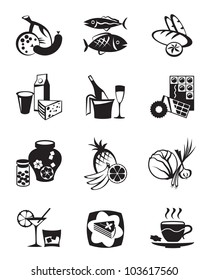 Grocery store and confectionery icons set - vector illustration