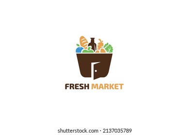 Grocery store or grocery delivery company's logo. Healthy food store logo, Vegetable icons, Carrot logo design.