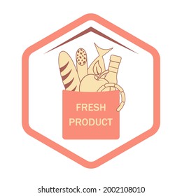 Grocery store design.Business concept of fresh food sales, shopping and delivery. Vector illustration.