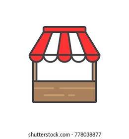 Grocery store flat line colored icon.