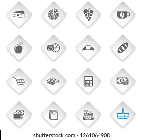 grocery store flat rhombus web icons for user interface design