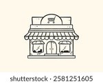 Grocery store front hand drawing doodle illustration