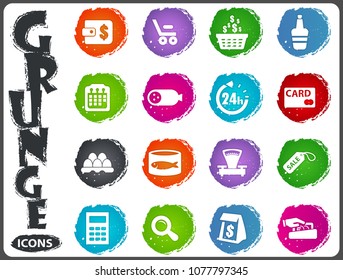 Grocery store grunge icons for user interface design