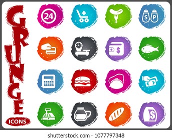 Grocery store grunge icons for user interface design