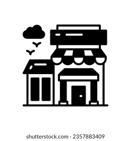 Icono de tienda de comestibles en vector. Ilustración