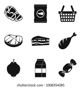 Grocery store icons set. Simple set of 9 grocery store vector icons for web isolated on white background