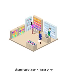 Grocery Store Isometric 3d Vector Illustration