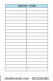 Grocery store list planner page a4 size, printable page for diary, notebook, organiser
