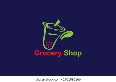 grocery store logo design vector template