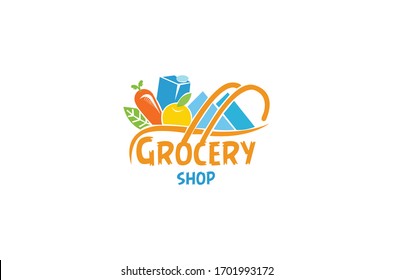 grocery store logo design vector template