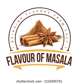 Grocery store logo, masala of flavor logo design vector template