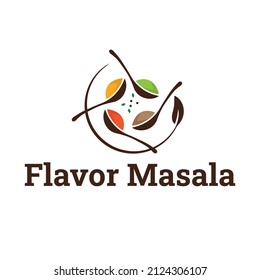Grocery store logo, masala of flavor logo design vector template