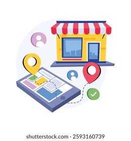 Grocery Store Near Me Concepts Style illustrations. EPS 10 File