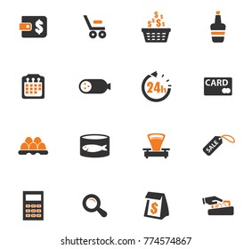 Grocery store orange vector icons for user interface design