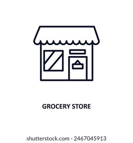 icono de esquema de supermercado.  Icono de línea delgada de la colección de comercio. Vector editable aislado sobre fondo blanco