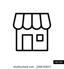 Grocery Store, Retail Shop, Market, Merchant Vector Icon In Line Style Design For Website, App, UI, Isolated On White Background. Editable Stroke. EPS 10 Vector Illustration.