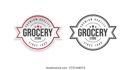Vetor de logotipo de etiqueta redonda de mercearia