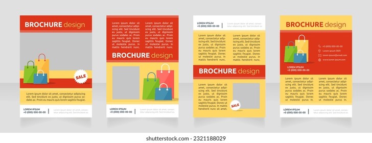 Grocery store sales offers blank brochure design. Template set with copy space for text. Premade corporate reports collection. Editable 4 paper pages. Ubuntu Bold, Raleway Regular fonts used