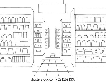 Supermarket outline illustration Supermarket  outline isolated  illustration  CanStock