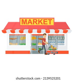 Grocery store. Shopper's shopping, vector illustration