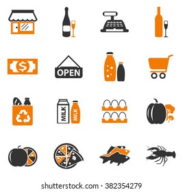 Grocery store simply icons for web and user interfaces