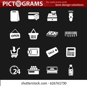 Grocery store simply icons for web and user interfaces