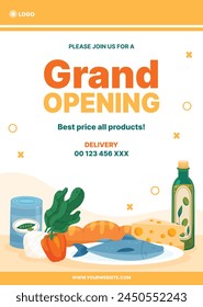 Grocery store. Supermarket template. Groceries, Shopping, Supermarket, Fresh food, delivery, Ordering, Sale. vector illustration for poster, banner, flyer, advertising, promo, commercial, promotion.