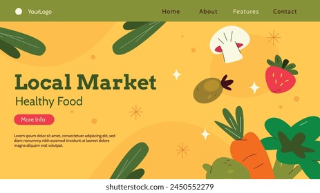 Grocery store. Supermarket template. Groceries, Shopping, Supermarket, Fresh food, delivery, Ordering, Sale. vector illustration for poster, banner, flyer, advertising, promo, commercial, promotion.