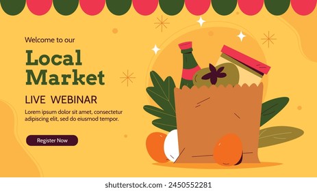 Grocery store. Supermarket template. Groceries, Shopping, Supermarket, Fresh food, delivery, Ordering, Sale. vector illustration for poster, banner, flyer, advertising, promo, commercial, promotion.