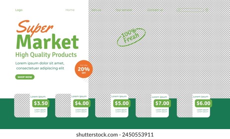 Grocery store. Supermarket template. Groceries, Shopping, Supermarket, Fresh food, delivery, Ordering, Sale. vector illustration for poster, banner, flyer, advertising, promo, commercial, promotion.