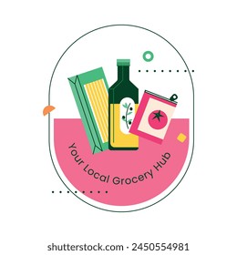 Grocery store. supermarket template. groceries. Shopping, Supermarket, Fresh food, Home delivery, Ordering, Sale concept. vector illustration for poster, Label, Sticker, advertising, promo, commercial