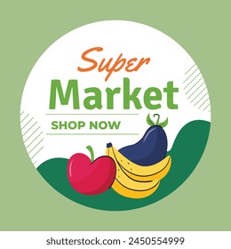 Grocery store. supermarket template. groceries. Shopping, Supermarket, Fresh food, Home delivery, Ordering, Sale concept. vector illustration for poster, Label, Sticker, advertising, promo, commercial