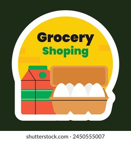 Grocery store. supermarket template. groceries. Shopping, Supermarket, Fresh food, Home delivery, Ordering, Sale concept. vector illustration for poster, Label, Sticker, advertising, promo, commercial