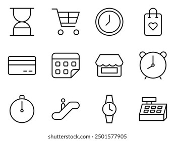 Lebensmittelgeschäft und Zeit Symbol Vektor Vorlage Sammlung