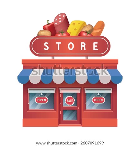 Grocery store. Vector 3d clipart isolated on white background.