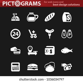 Grocery store vector icons for user interface design