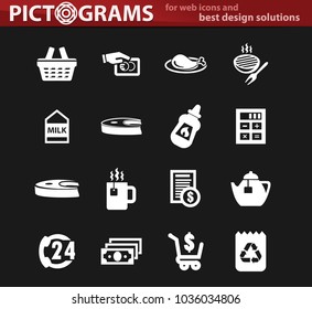 Grocery store vector icons for user interface design